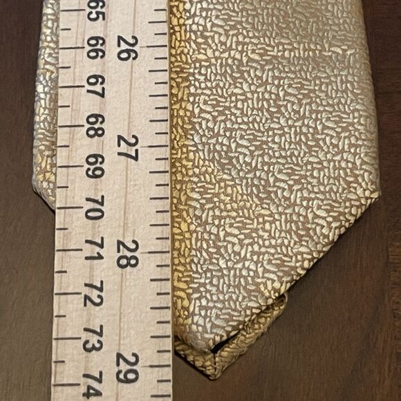 Hi Tie Gold Hand Made 100% Silk Men’s Neck Tie - Picture 5 of 9